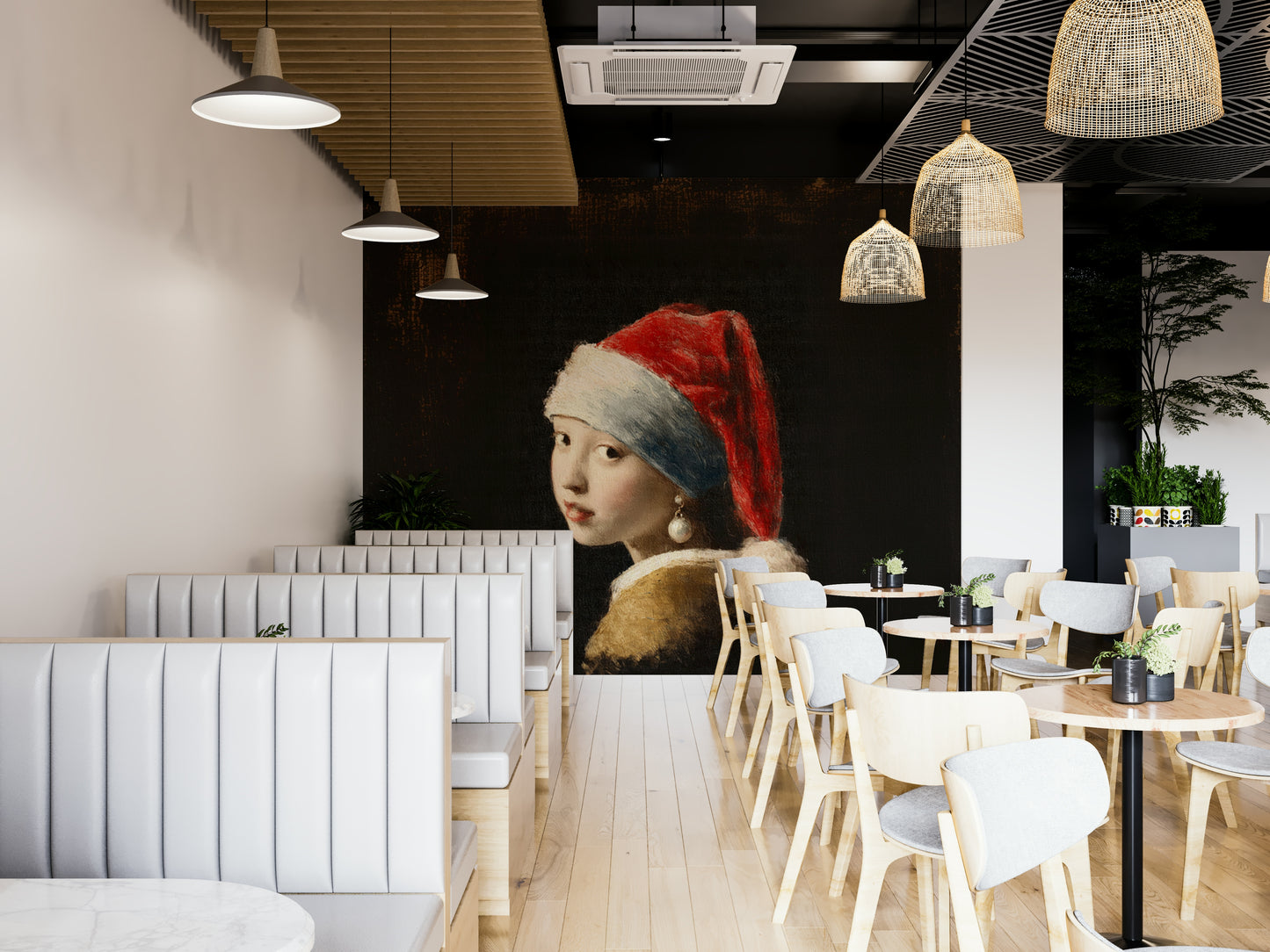 Mural wallpaper of the Vermeer Christmas Girl with a pearl earring

