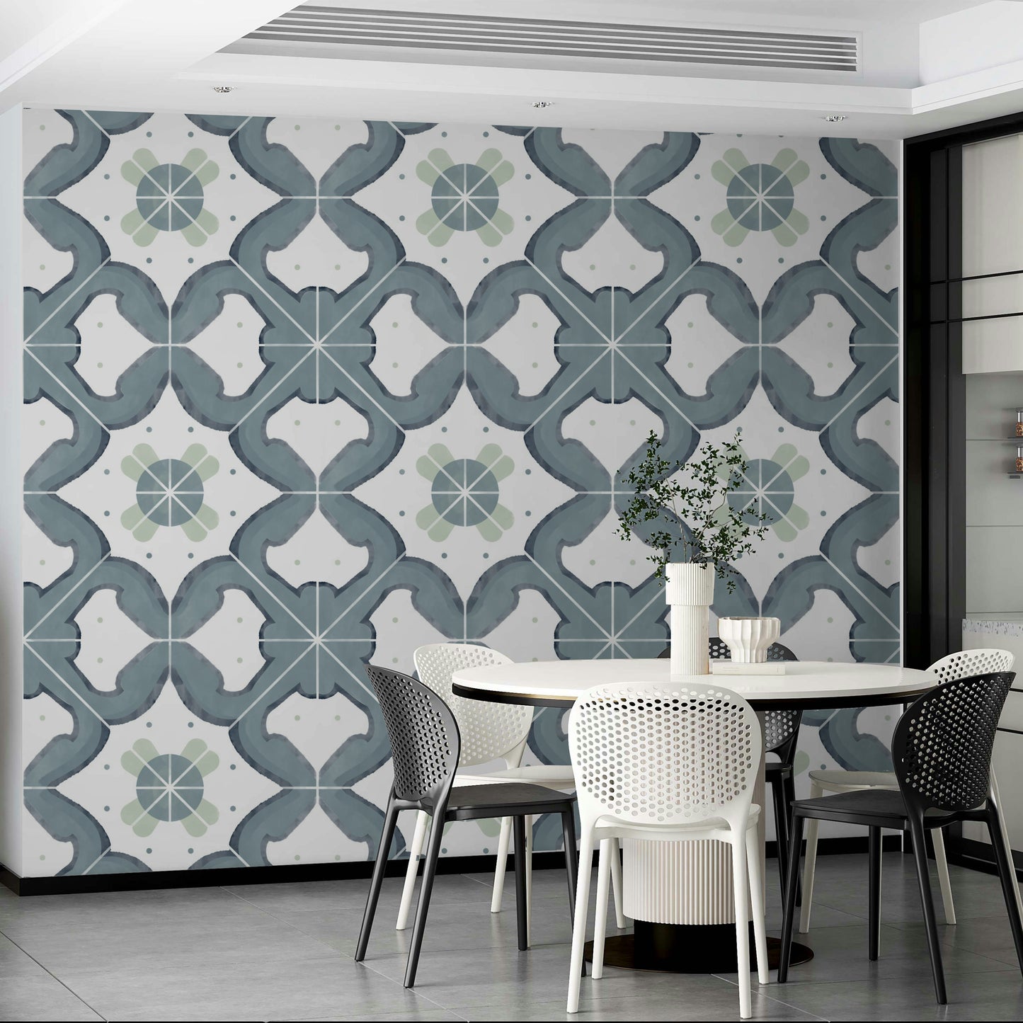 Blue tile pattern for kitchen wall


