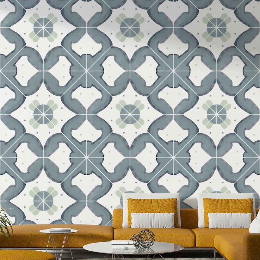 Wall covering with a traditional tile look

