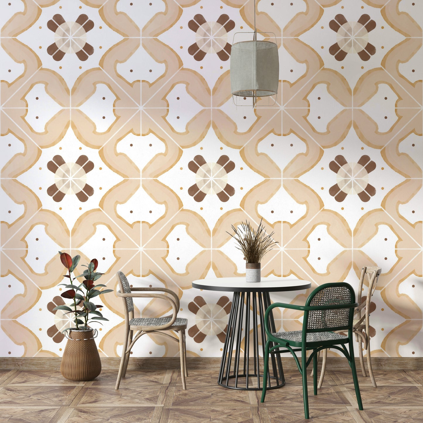 Close-up of classic apricot tile pattern

