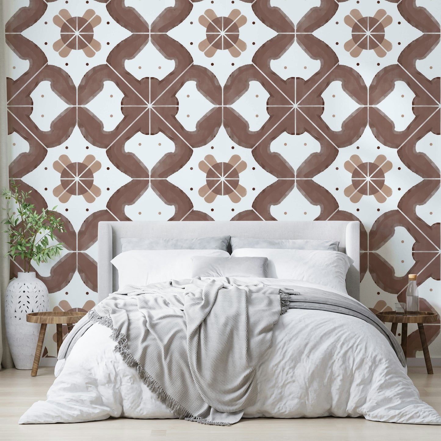 Realistic-looking terracotta tile mural wallpaper

