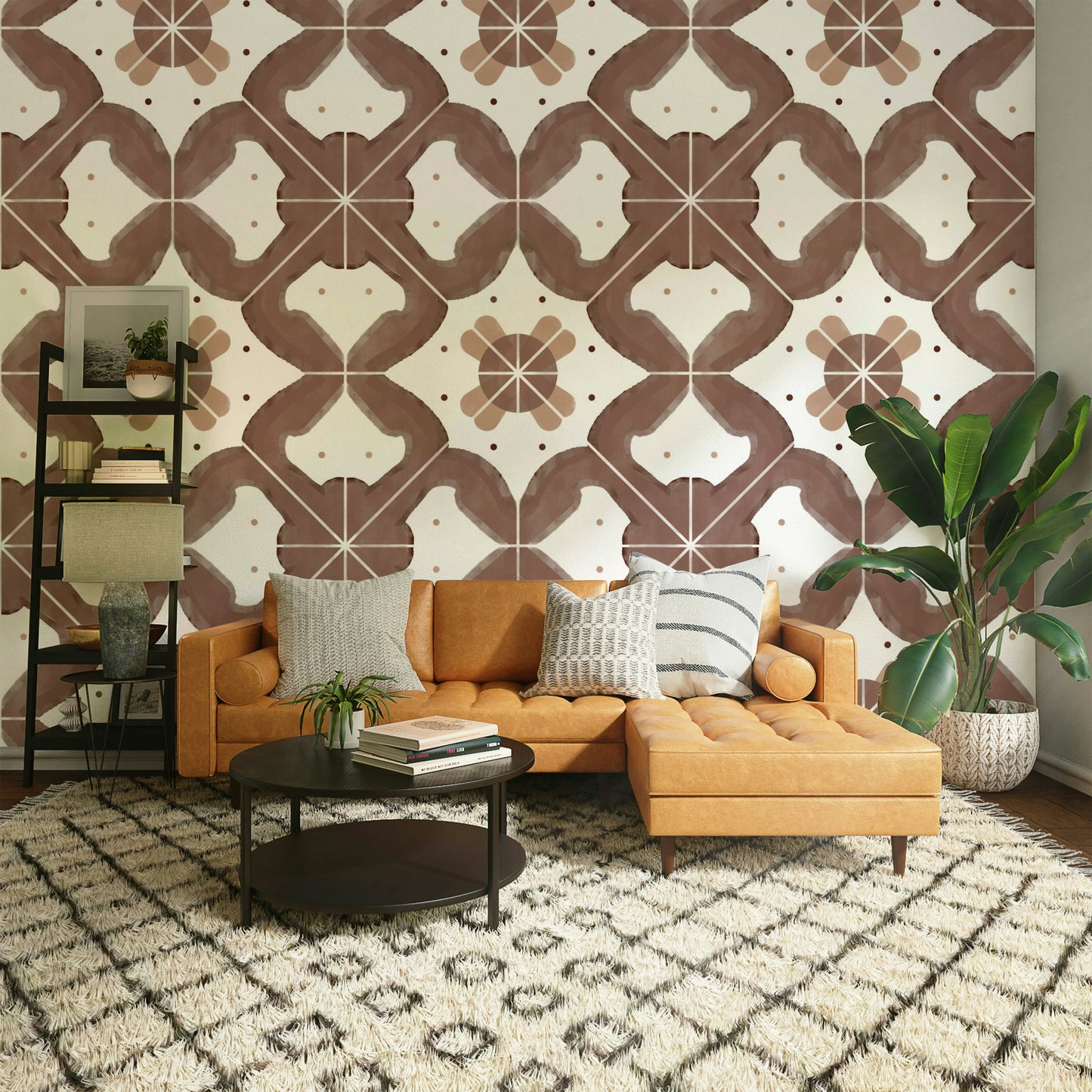 Close-up of classic terracotta tile pattern

