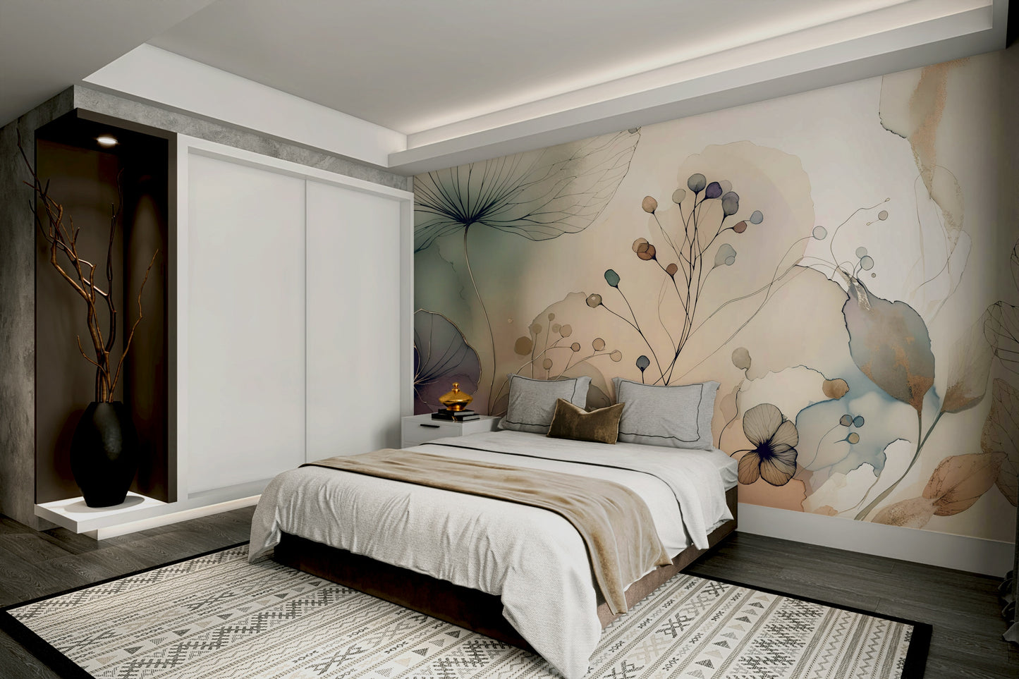 Wall mural showing a quiet floral scene

