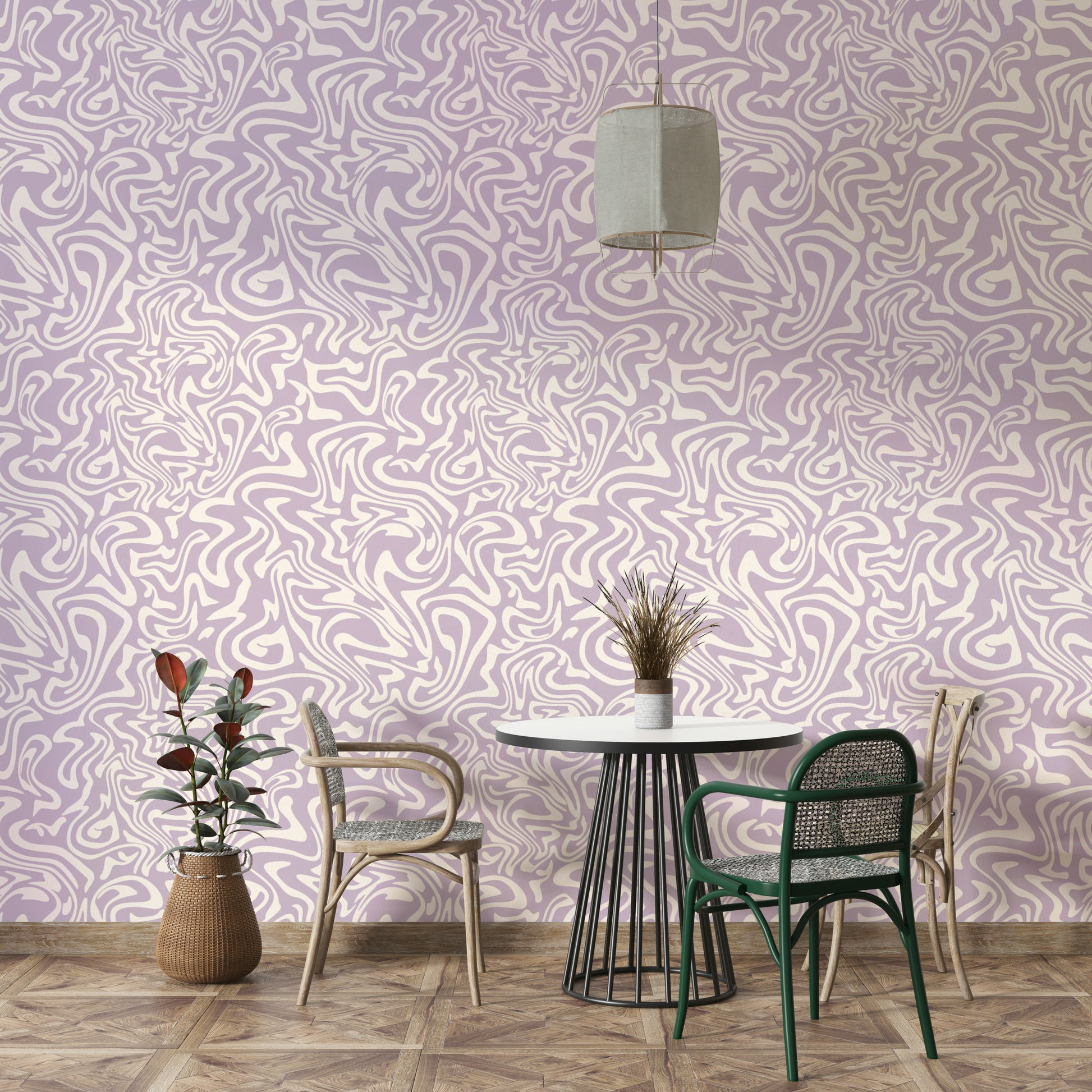 This wallpaper is suitable for a bedroom, a living room, or a nursery.
