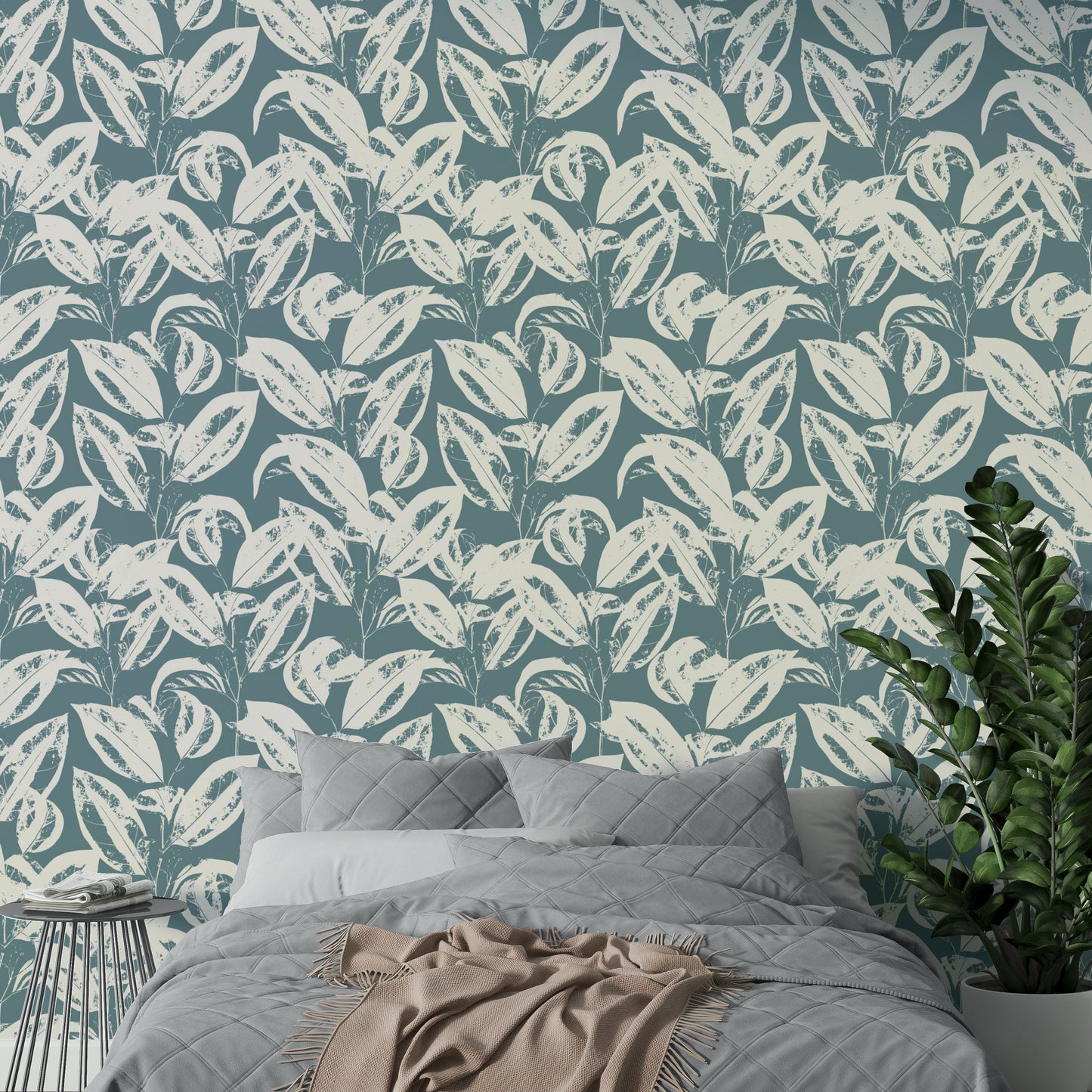 This wallpaper is suitable for a living room, a sunroom, or a creative space.
