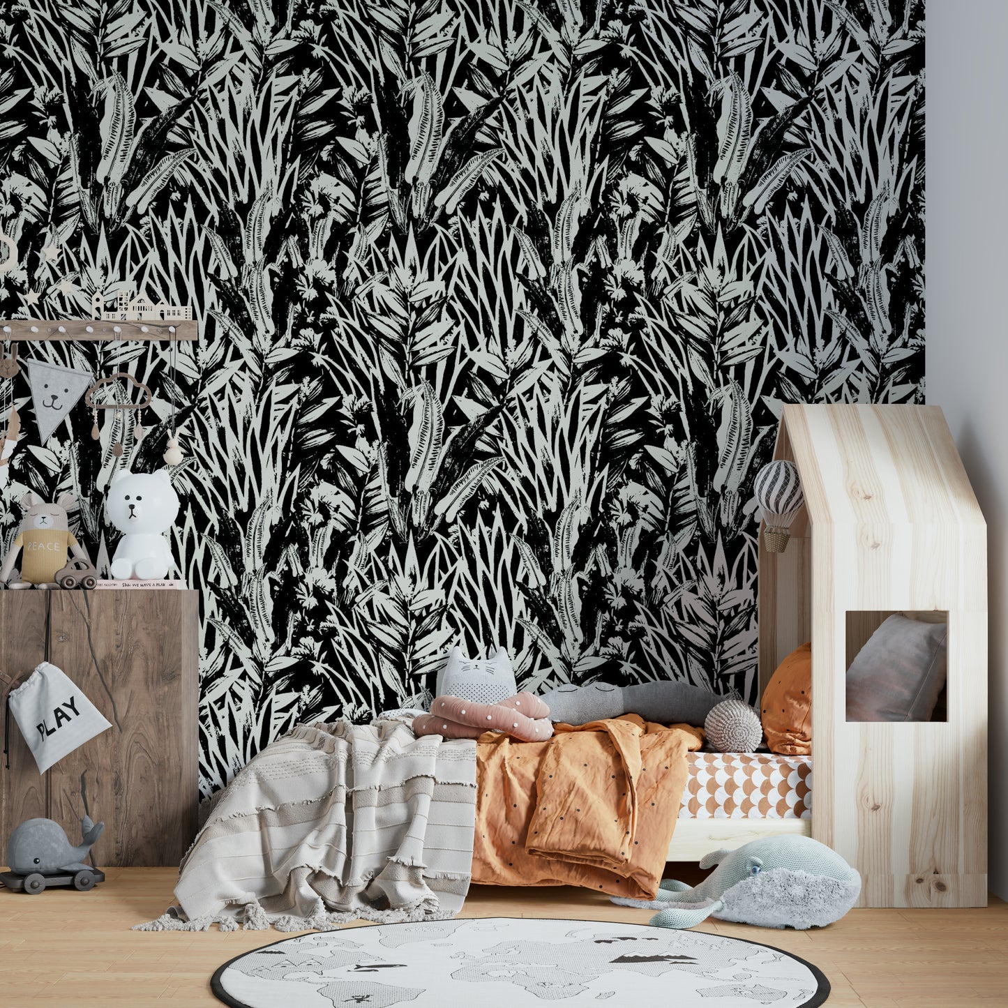 This wallpaper is suitable for a living room, a bedroom, or a contemporary office.
