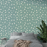 Delicate marine life print on a wall mural

