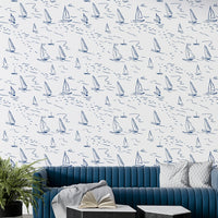 Detailed view of the sketched sailboat lines

