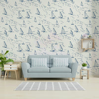 Close-up of a hand-drawn sailboat pattern

