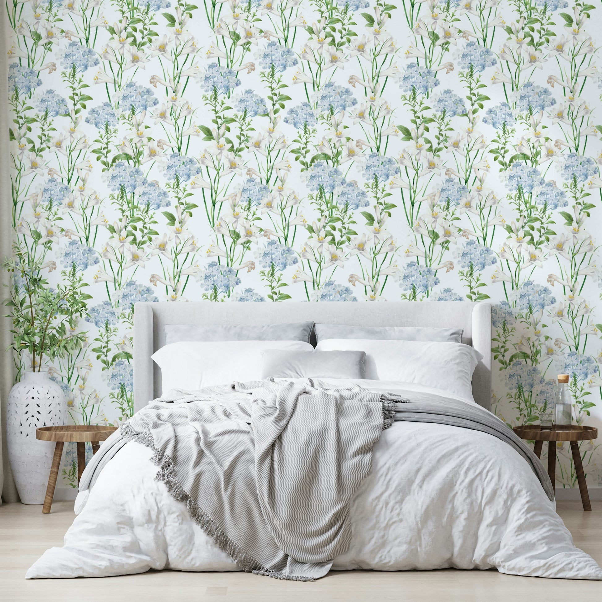 An interior with a peaceful accent wall

