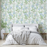 An interior with a peaceful accent wall

