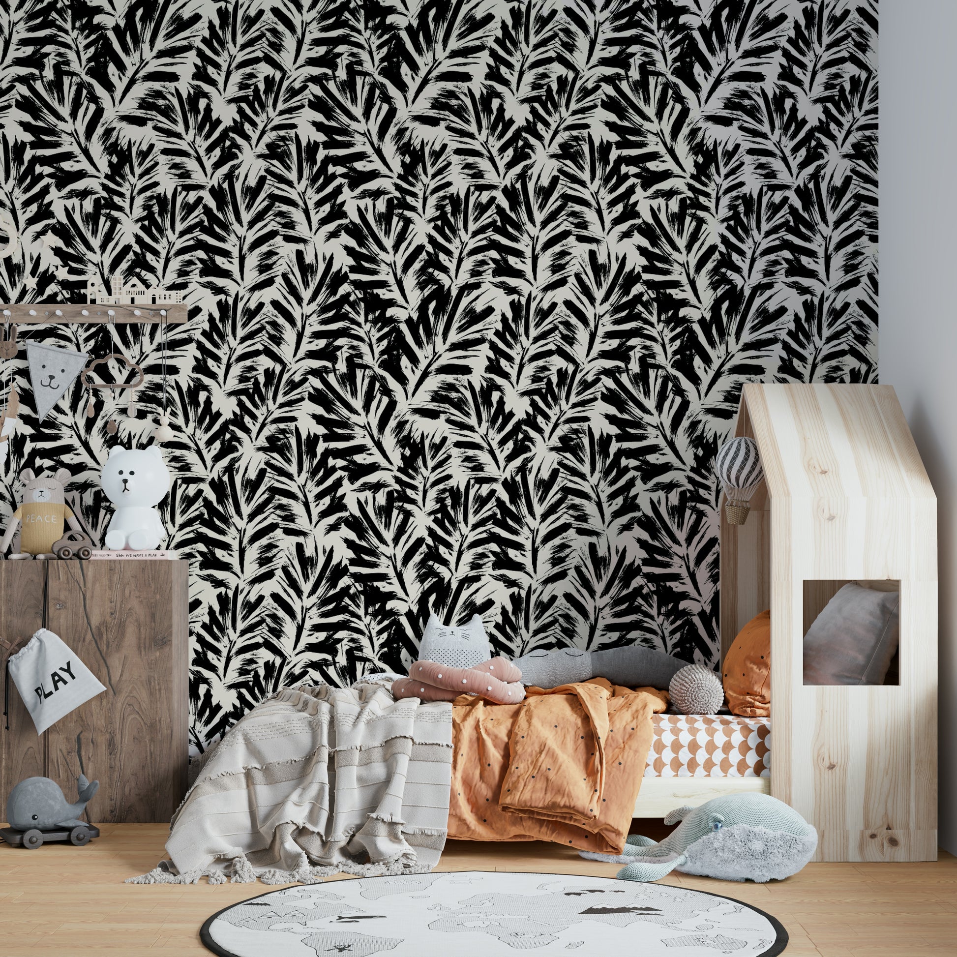 Close-up of a hand-painted leaf pattern

