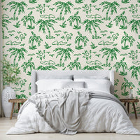 A seamless pattern of broad leaves on a wall

