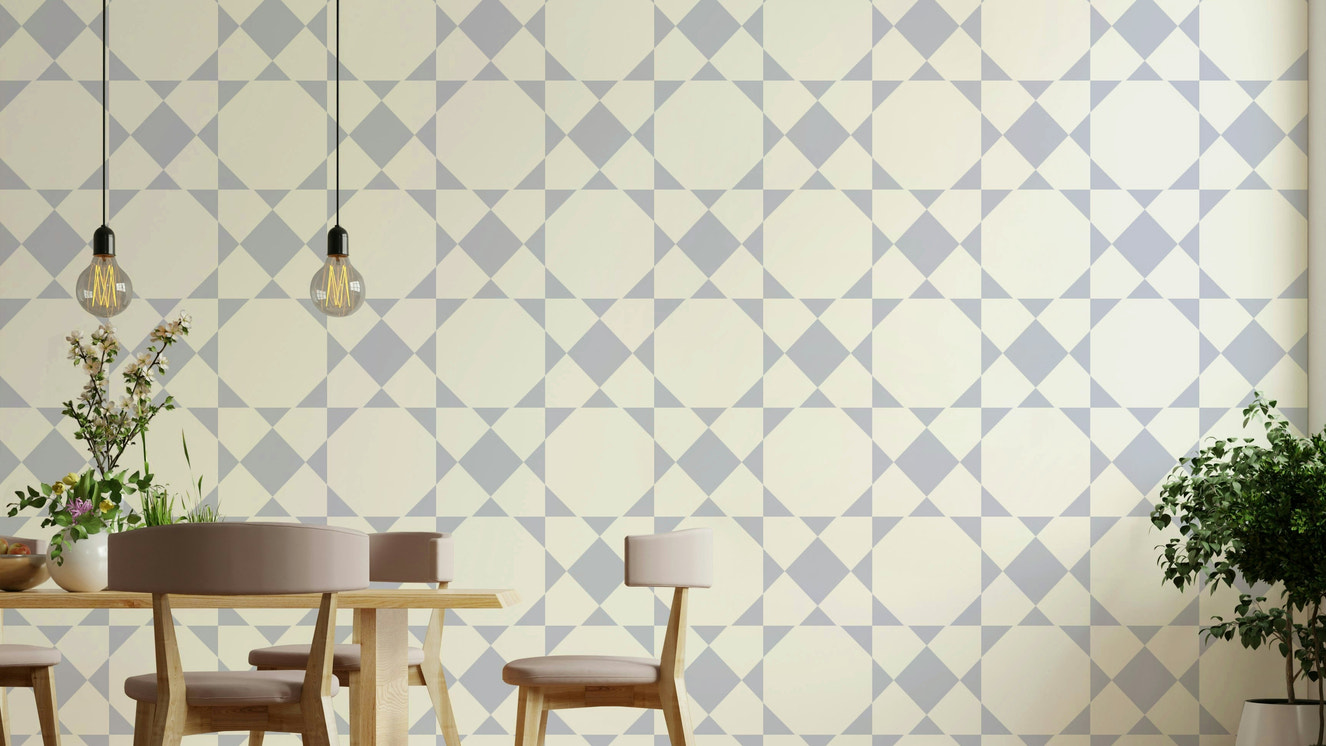 Wallpaper with a tile mosaic pattern

