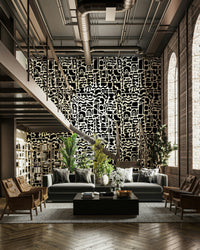 The background of the wallpaper is a solid, off-white color.
