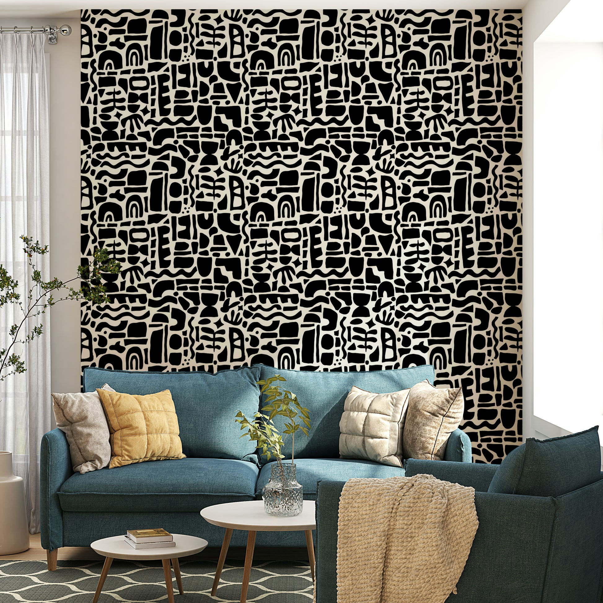 The style is reminiscent of Matisse's paper cut-outs.
