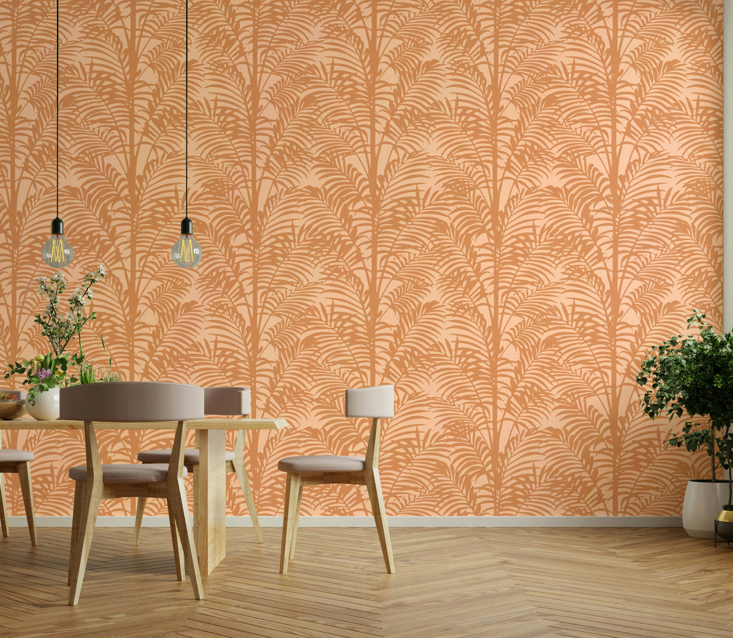 The background of the wallpaper is a complementary cream color.
