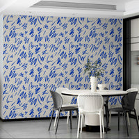 A studio decorated with an abstract wall mural

