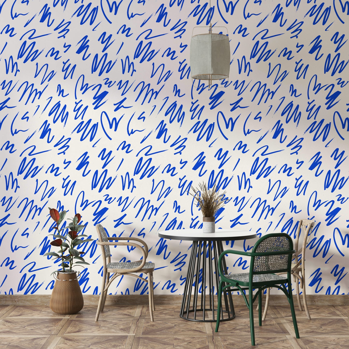 Wallpaper with a unique, hand-drawn design

