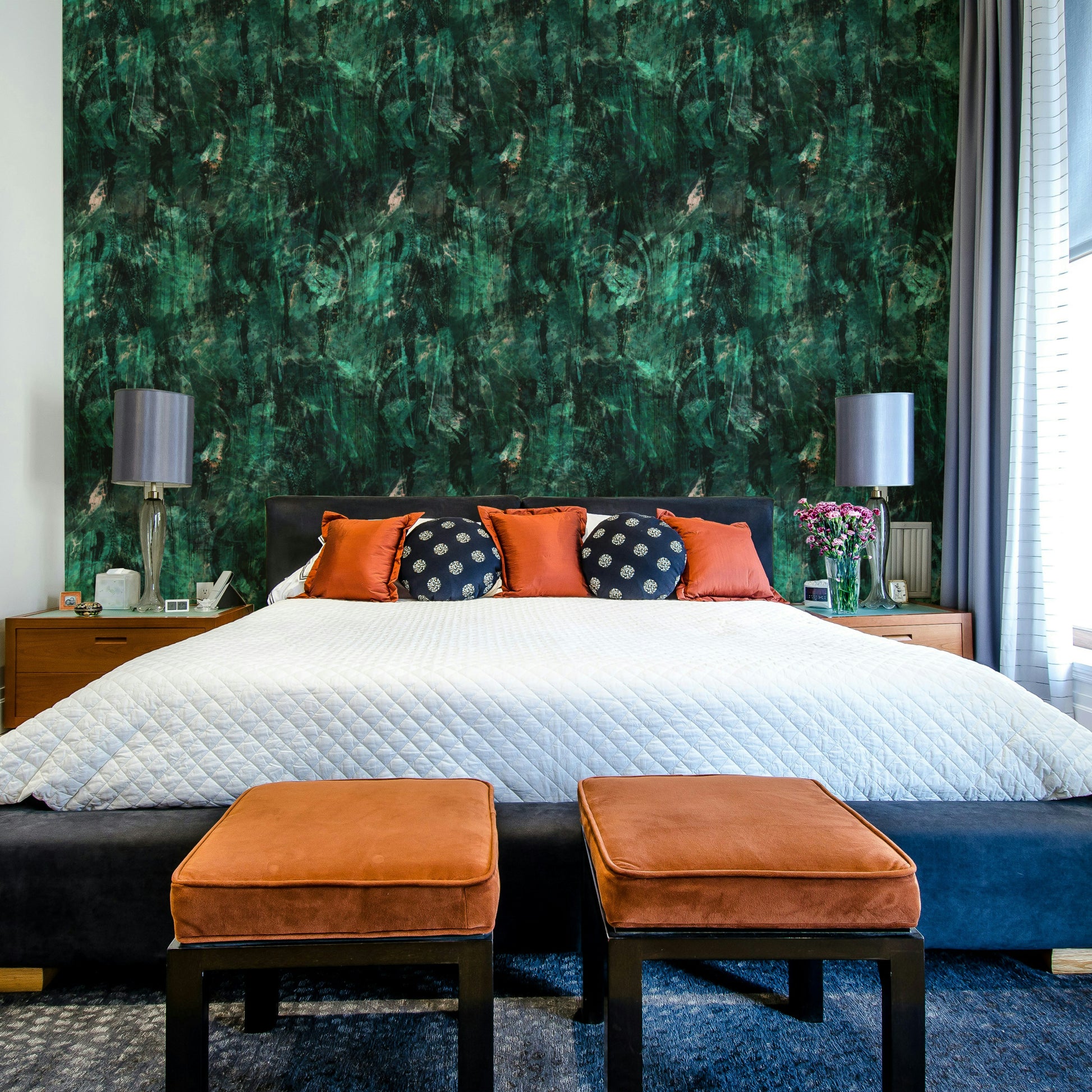 Emerald tasteful mural wallpaper

