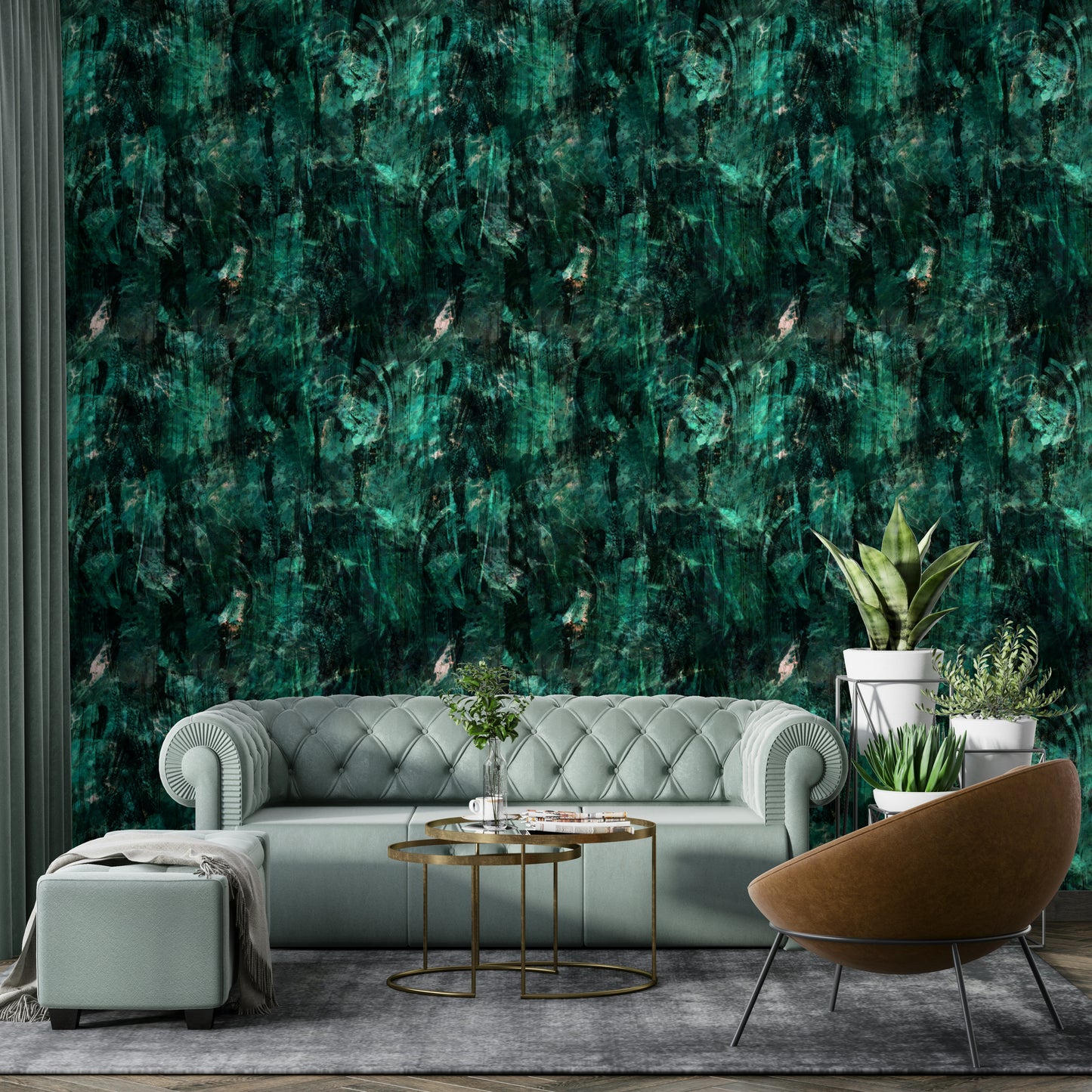 Emerald deep green wall mural

