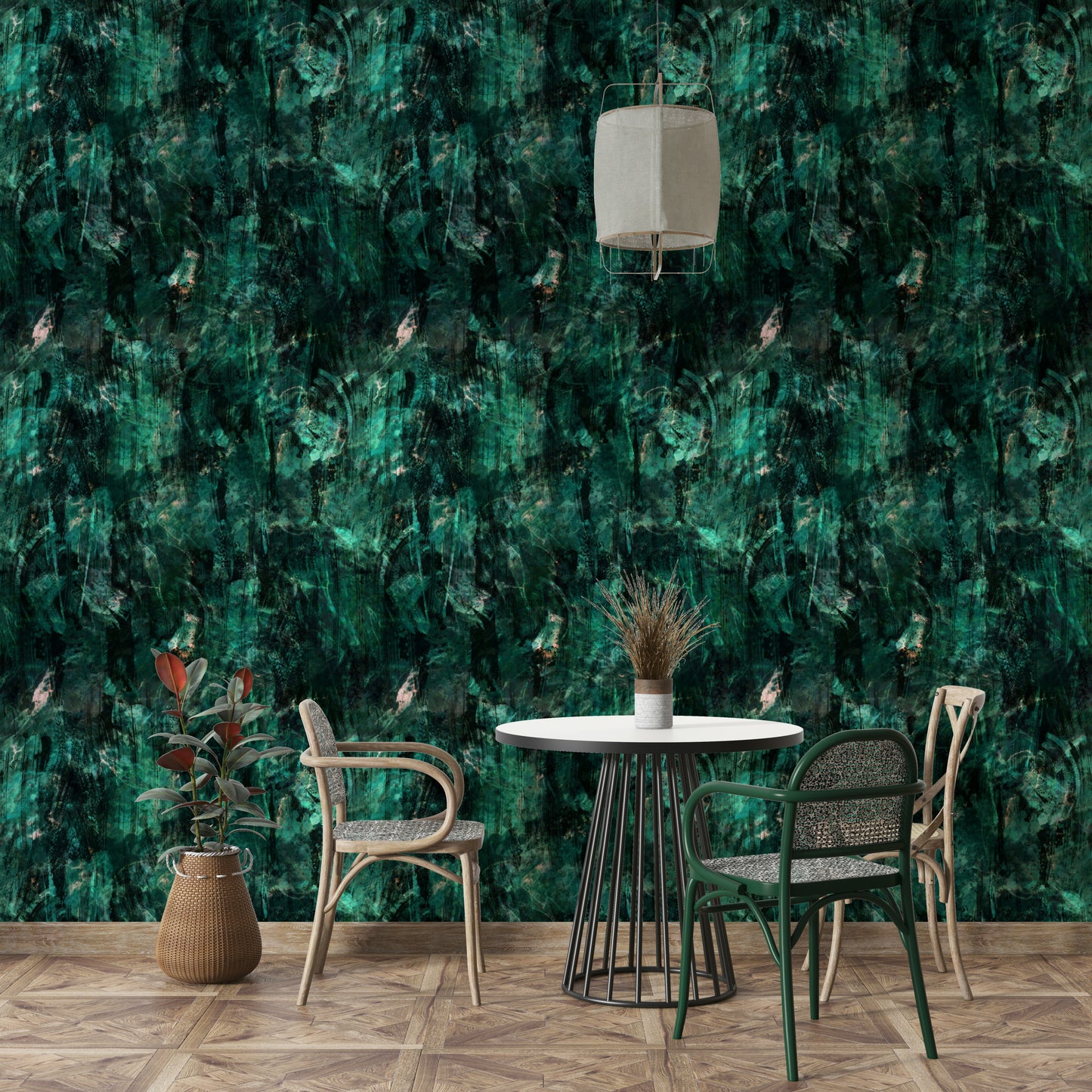 Emerald opulent mural wallpaper

