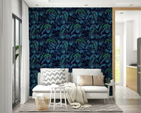 Hand Painted Night Plants graceful wall covering


