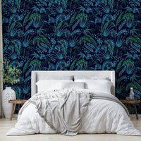 Hand Painted Night Plants botanical mural

