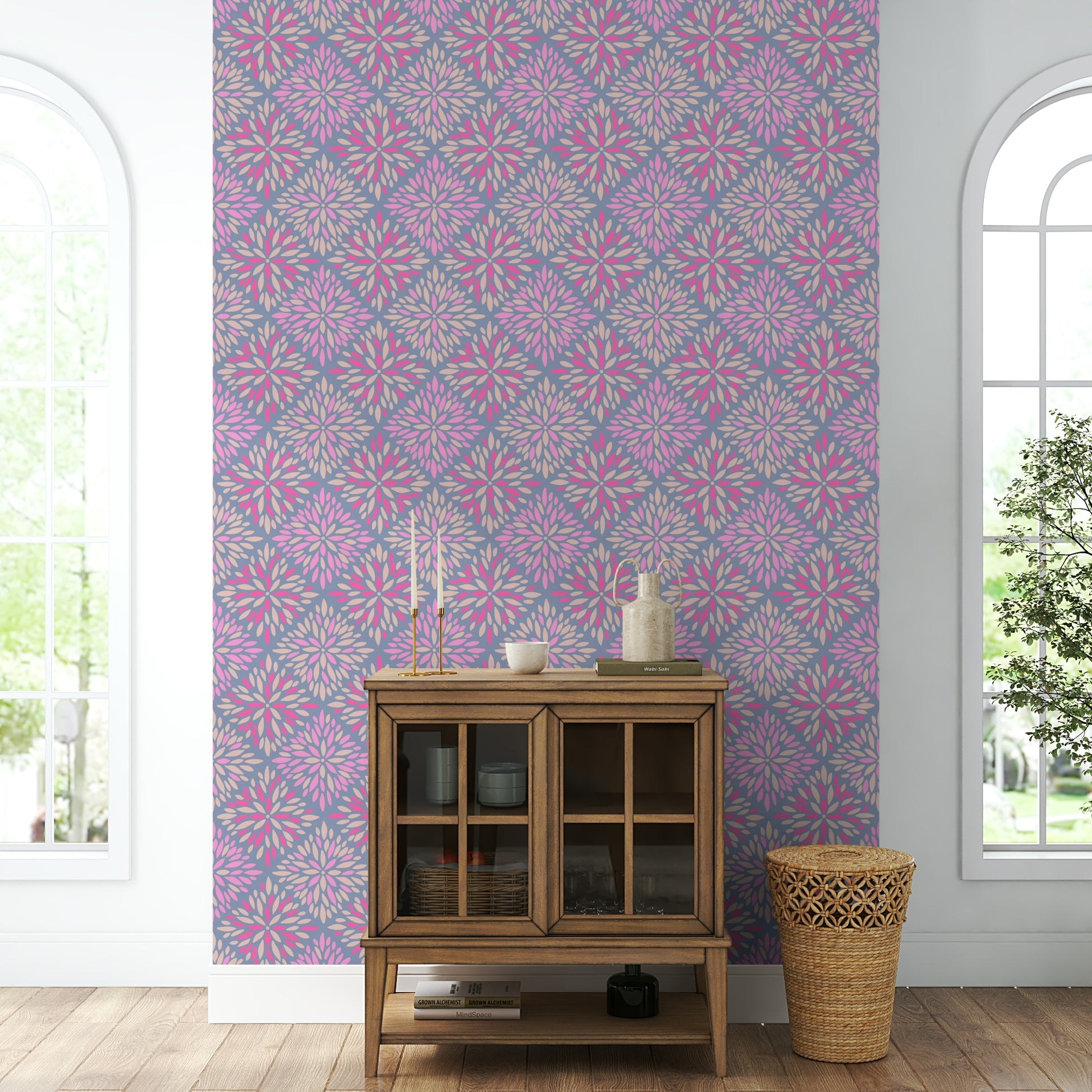 Dahlia Diamonds bohemian wall mural