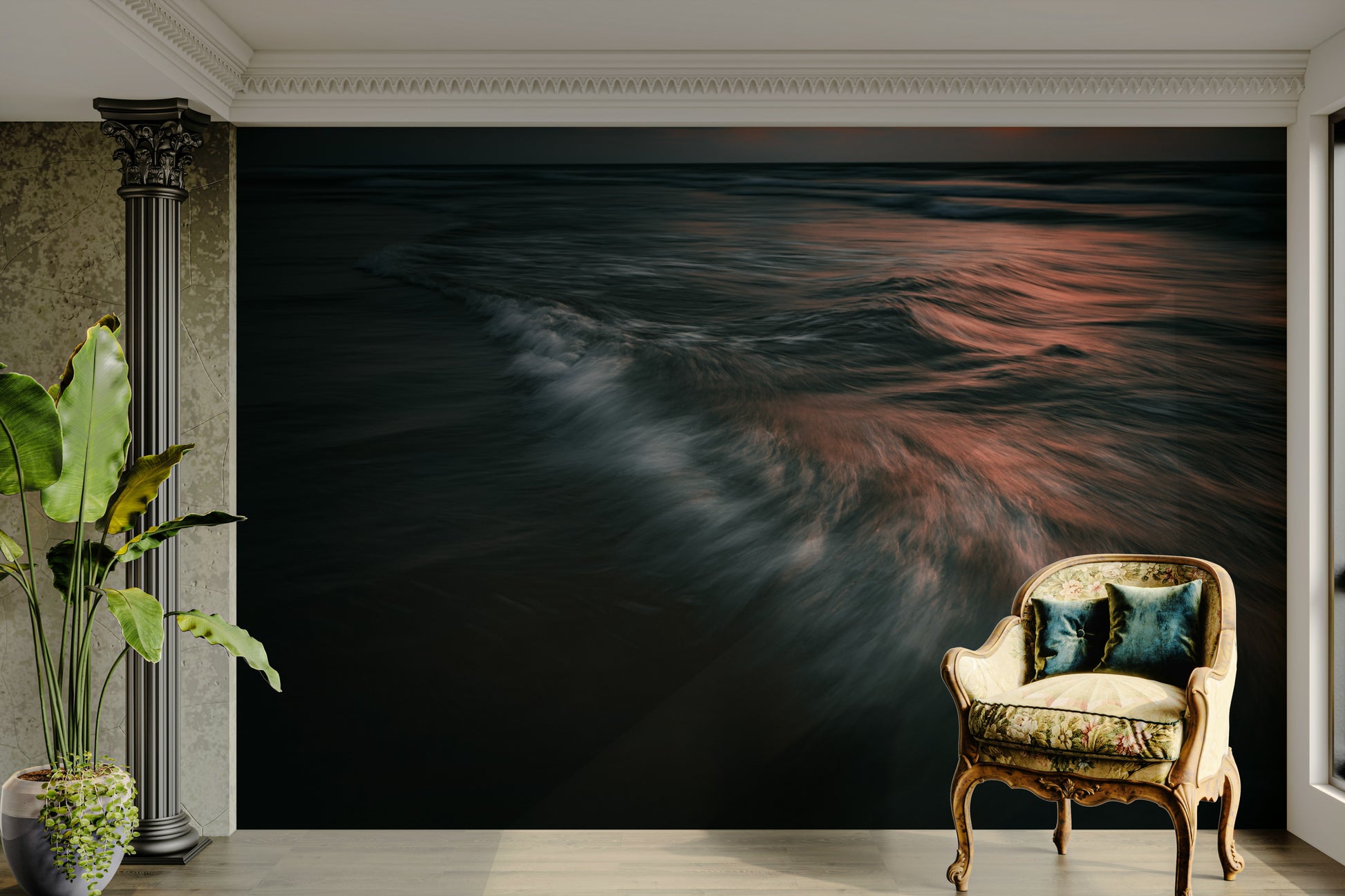 A close-up of the detailed texture in the wave design.

