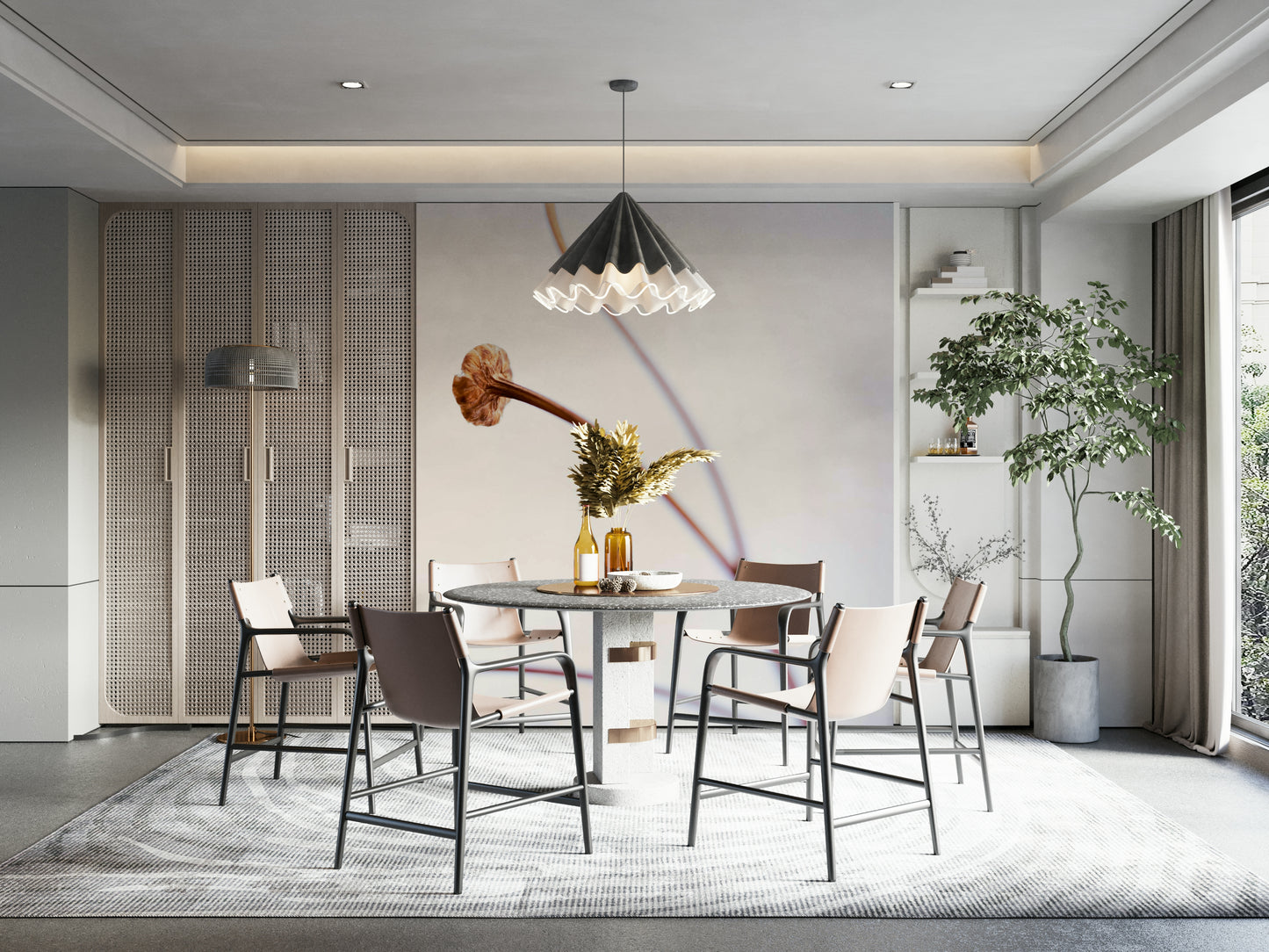 A detailed shot of the delicate stems and pods of the plant.

