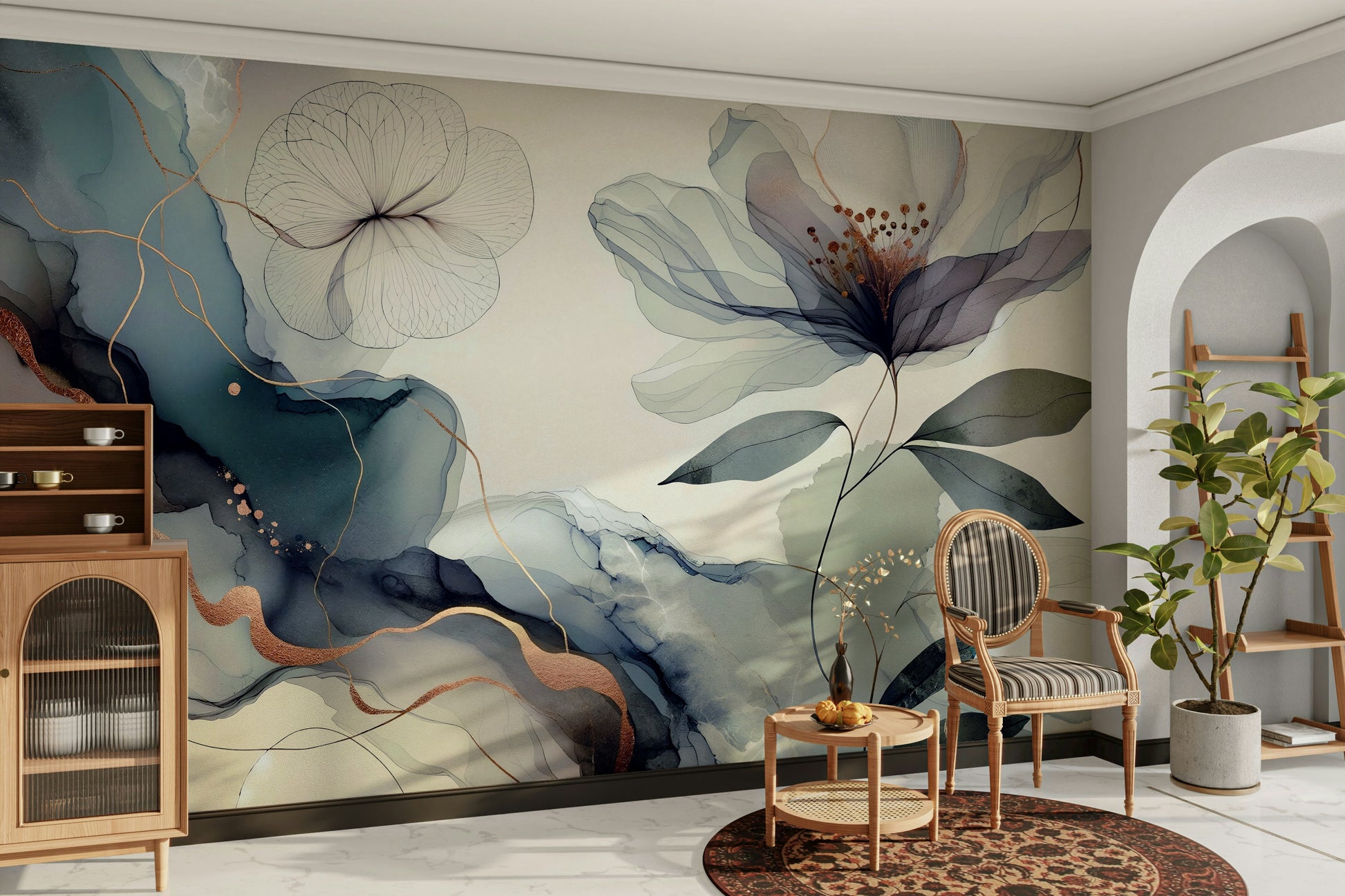 An artistic wall mural design.