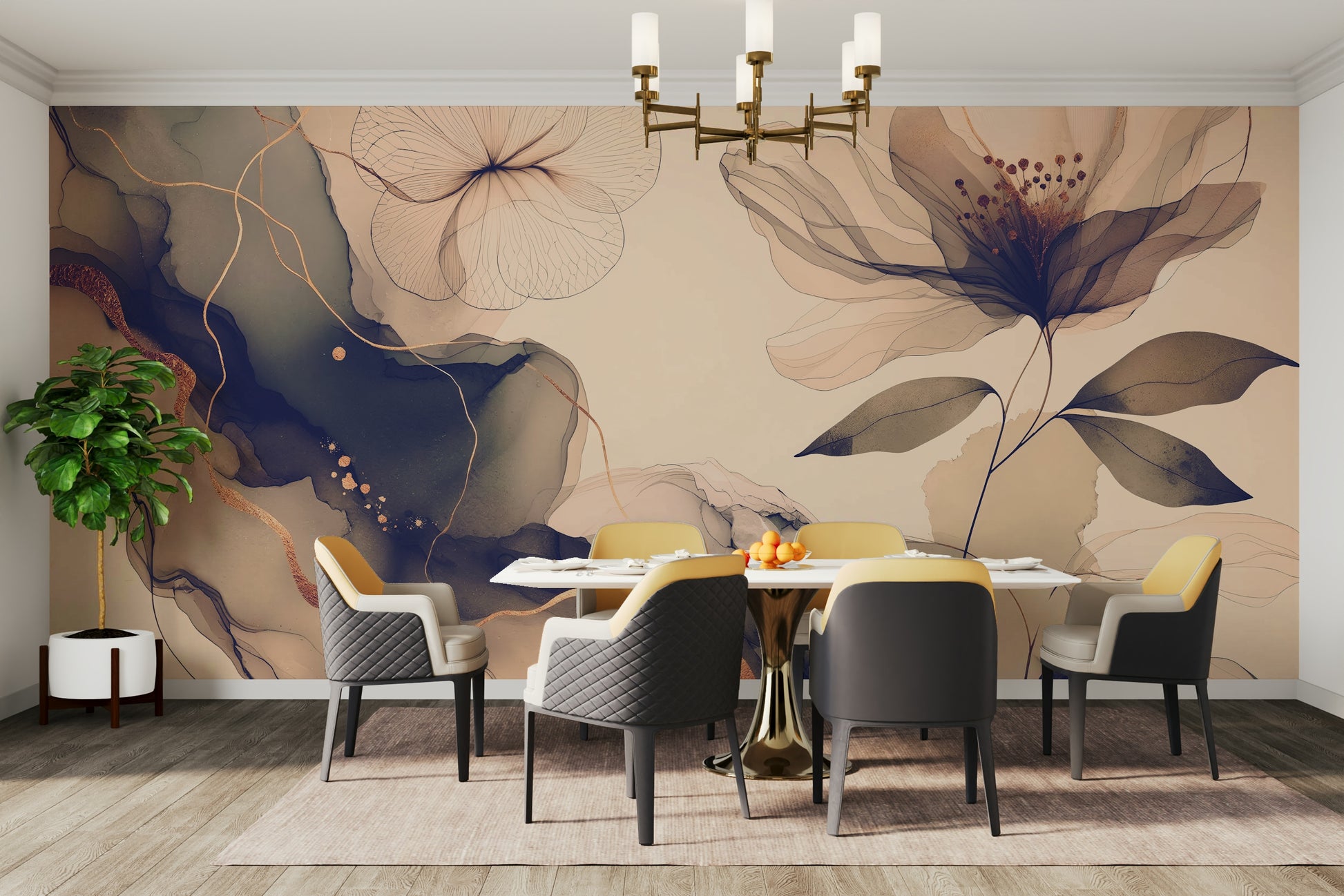 A photo of a Dreamy Sage Garden Sepia Wall Mural with plants.