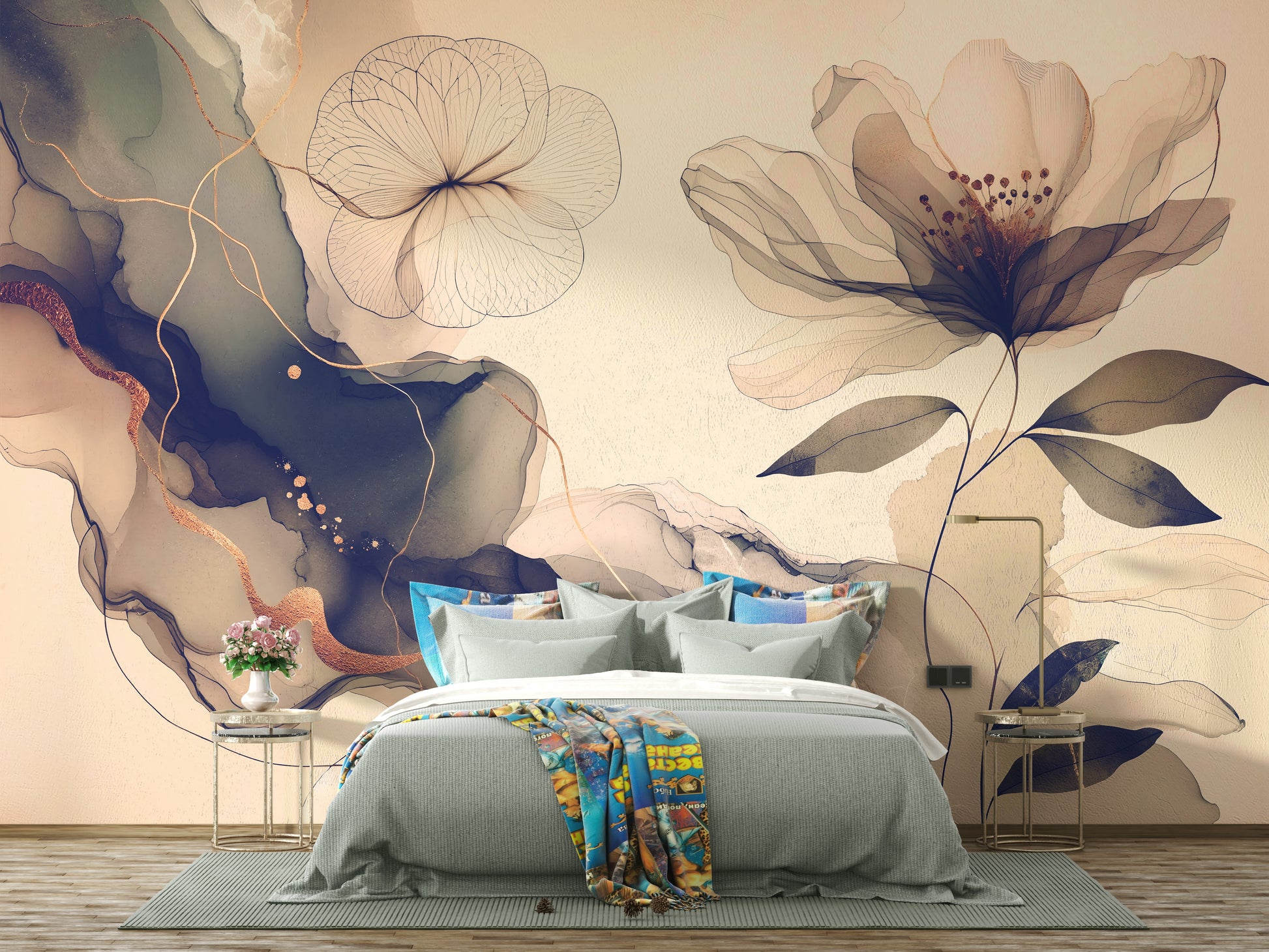 A botanical wallpaper with a serene feel.