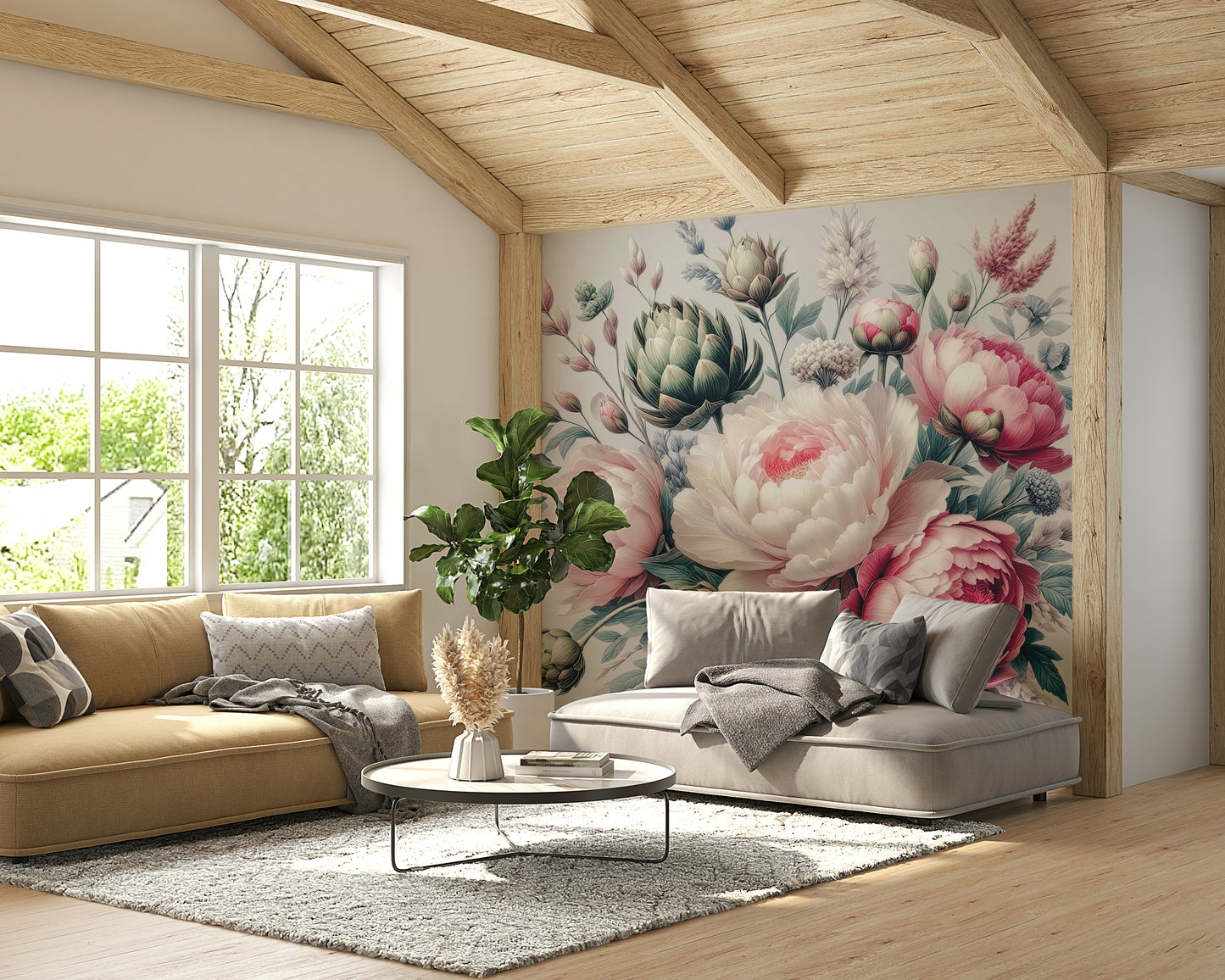 Vintage Peonies Spring Wall Mural