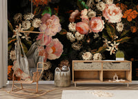 A dramatic floral wallpaper for walls.