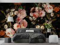 A tasteful rose wall mural design.