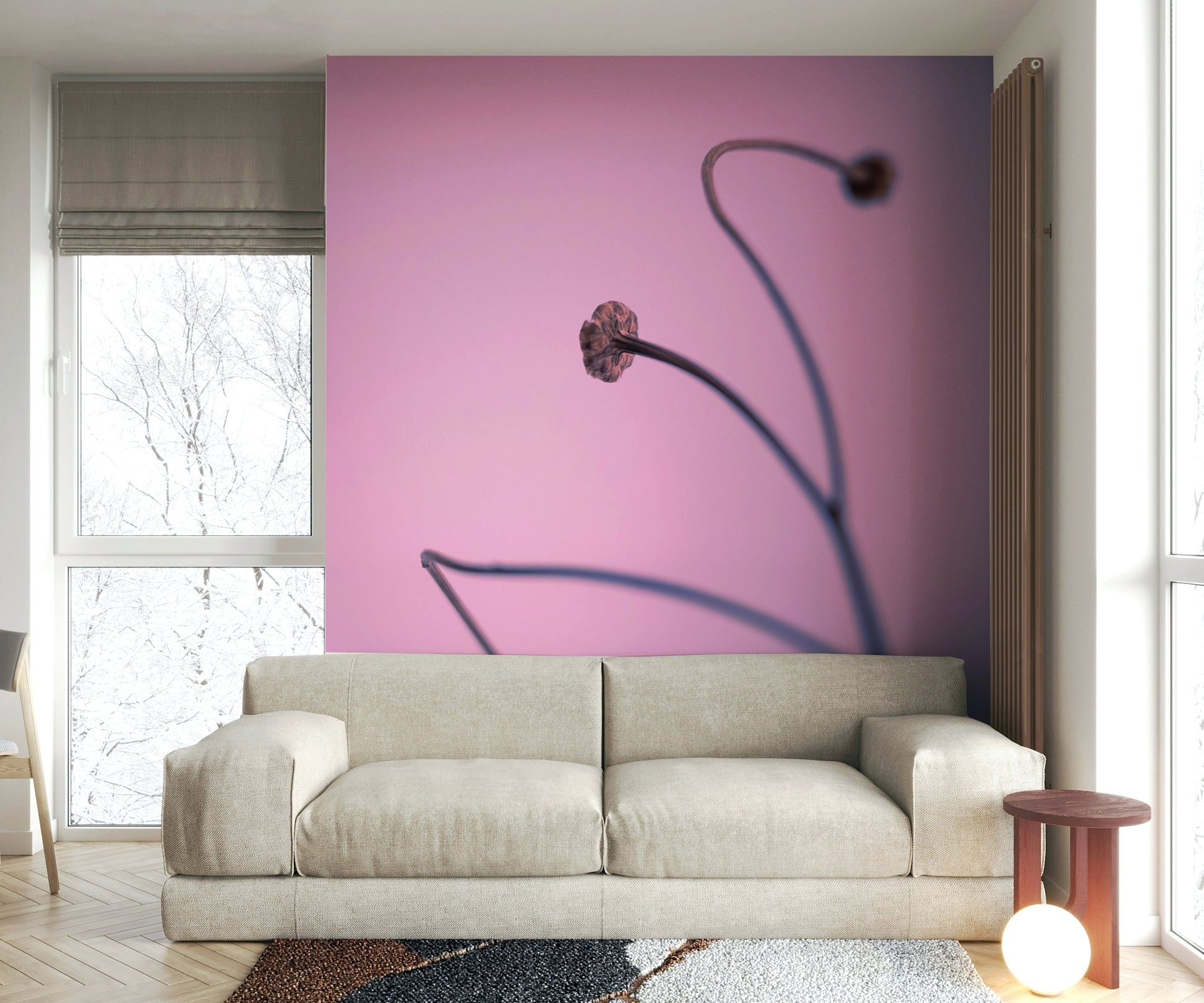 A detail shot of the graceful curved lines in the black and white design.

