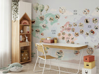 Pastel Wildlife nursery mural wallpaper