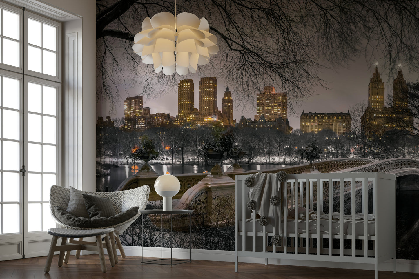 NYC Winter Lights city wall covering

