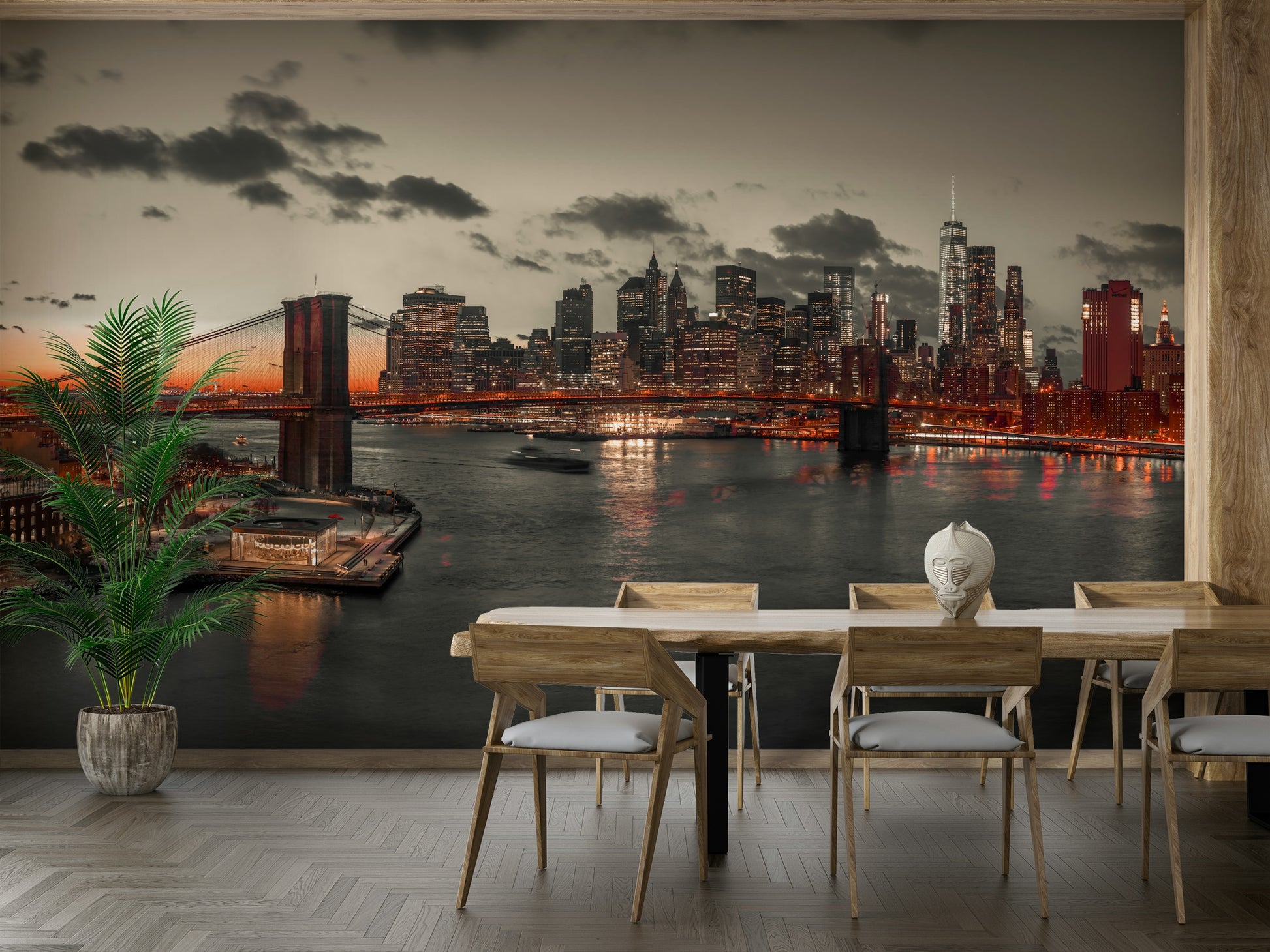 Lower Manhattan Dusk serene mural wallpaper

