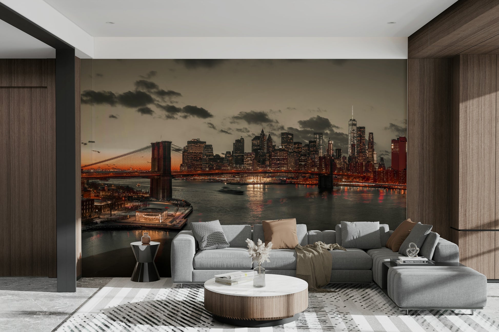 Lower Manhattan Dusk sophisticated wall covering

