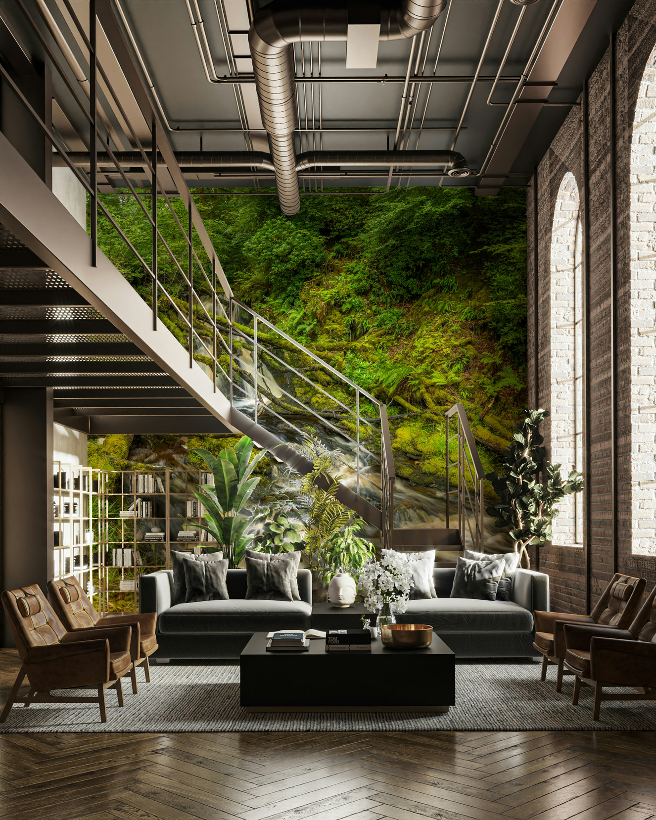 Mossy Falls peaceful wallpaper

