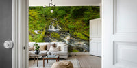 Mossy Falls green wallpaper for walls

