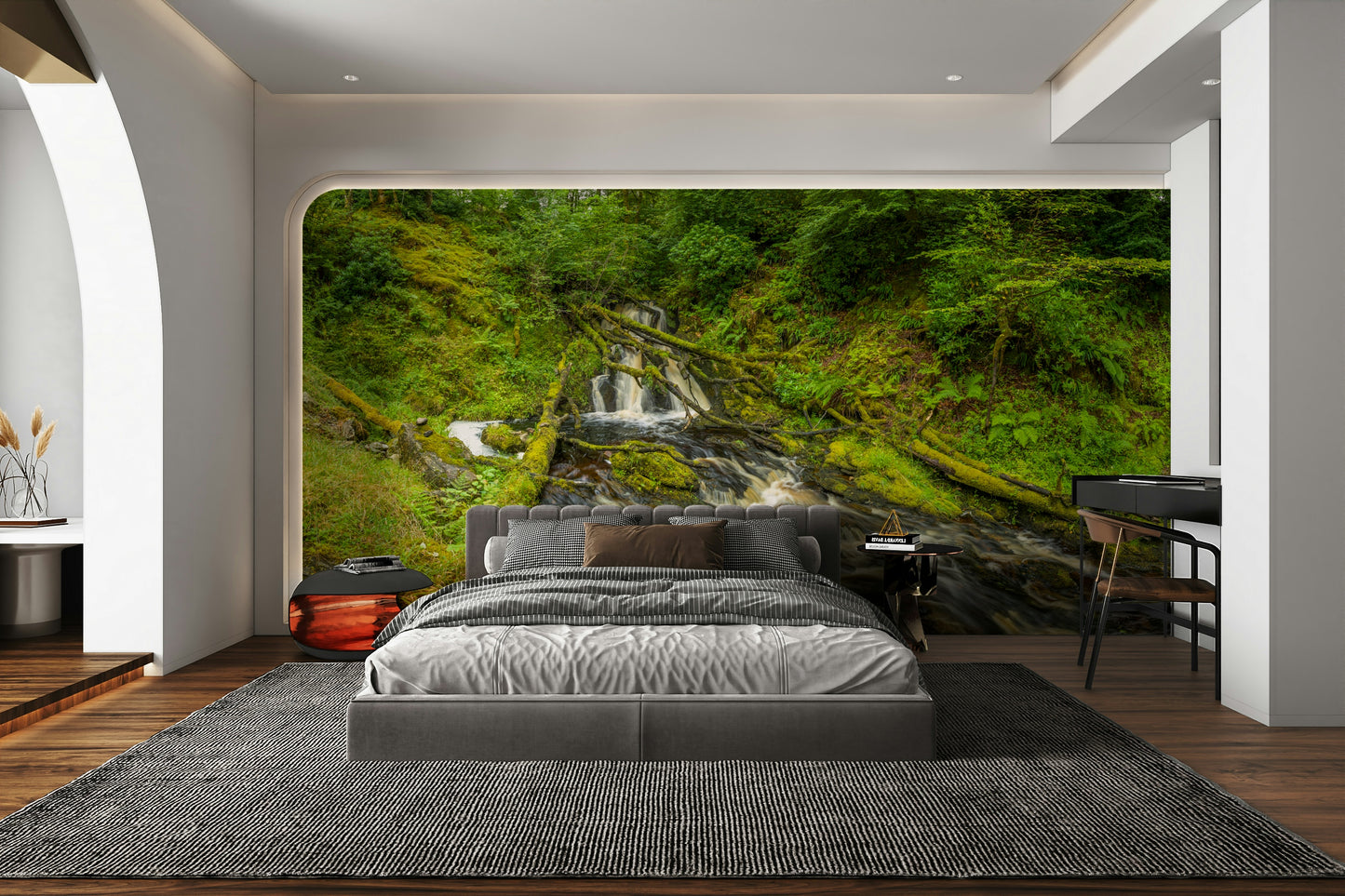 Mossy Falls forest wall mural

