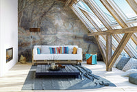 A detail shot of the soft, muted tones in the wallpaper.

