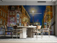 A living room featuring the Covent Garden wall mural.

