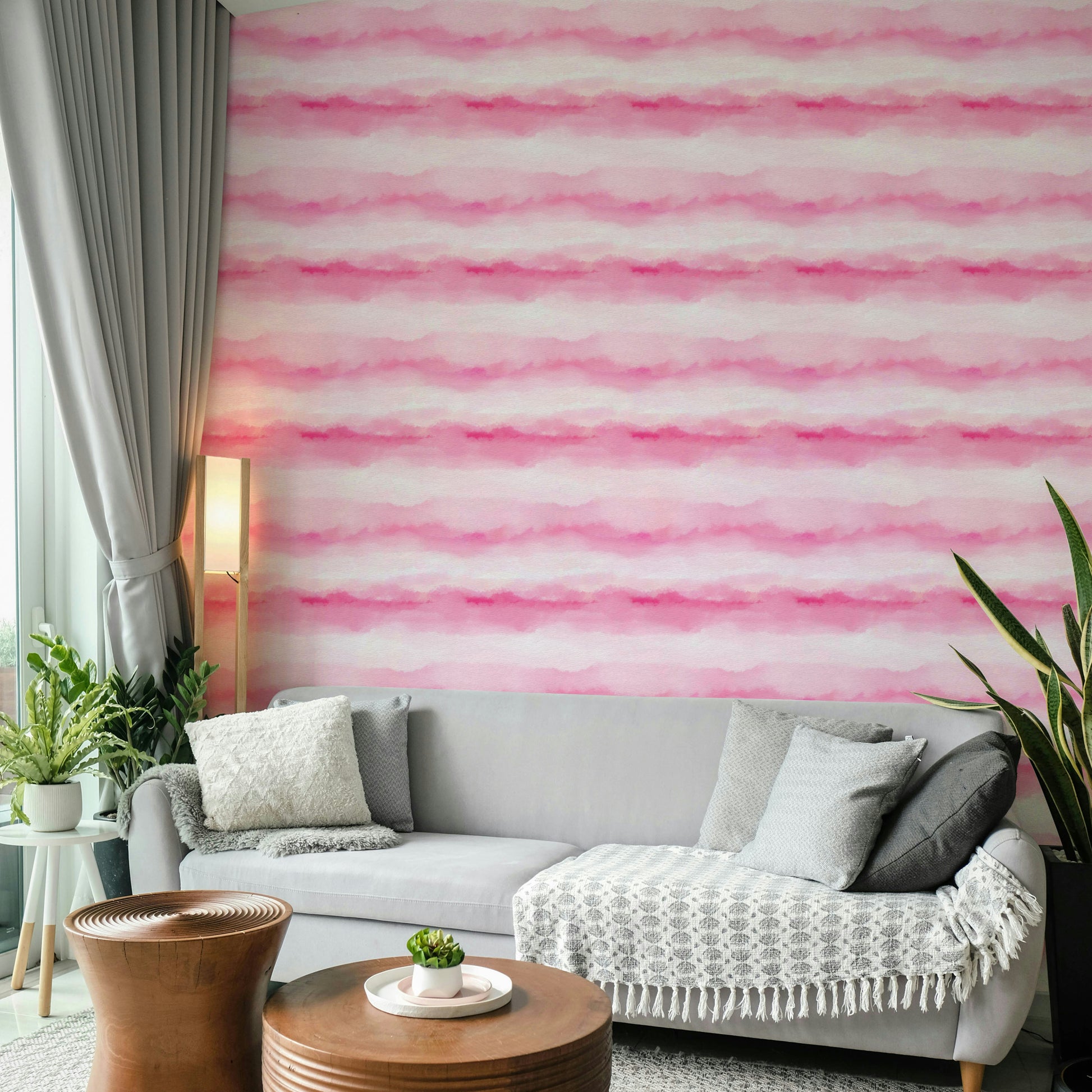 Rosy Wash Watercolor blush wall covering

