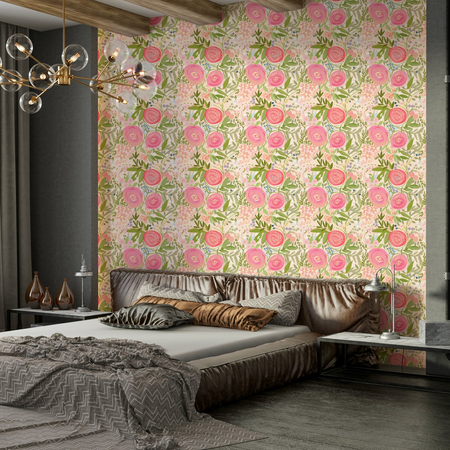 Rosy Reverie elegant mural wallpaper

