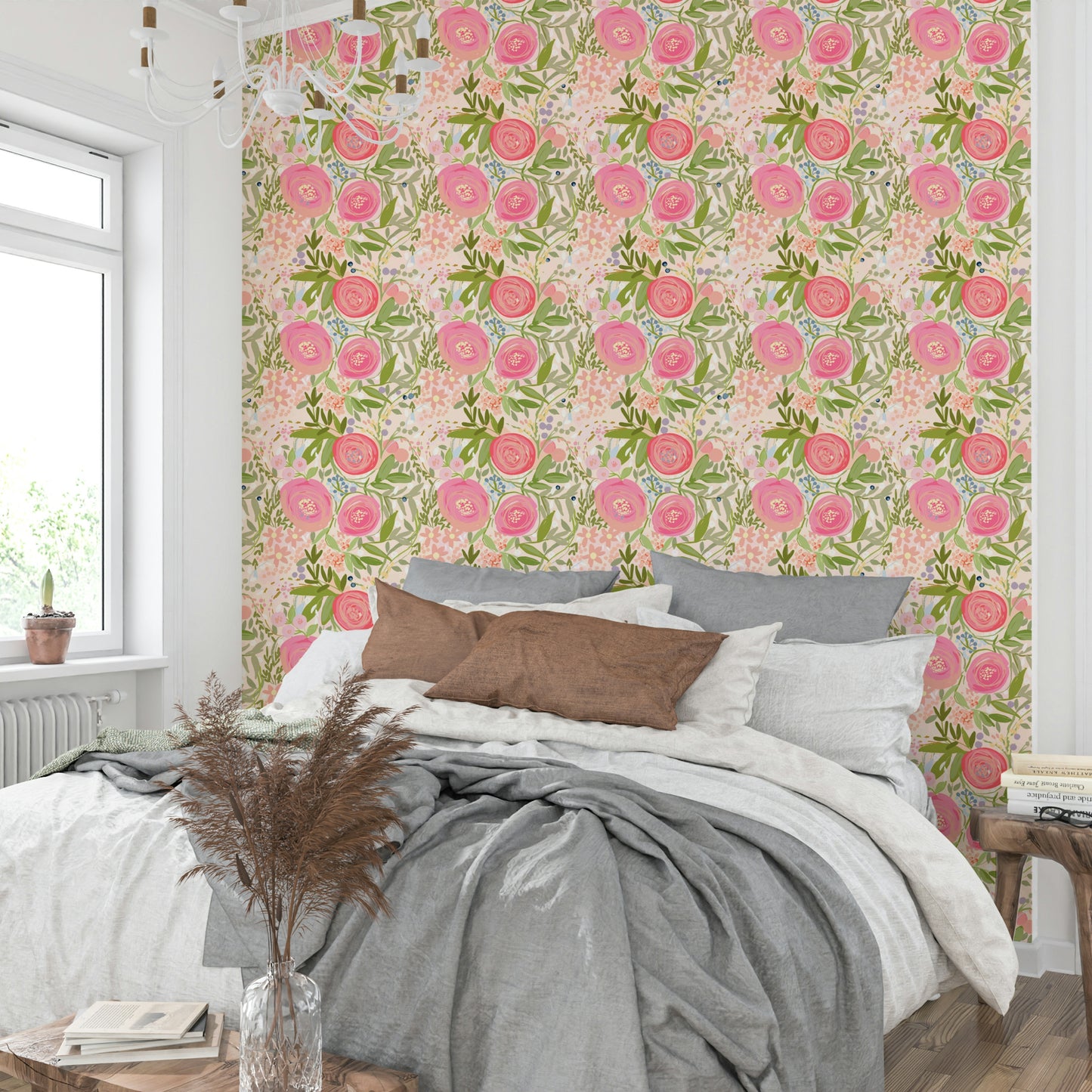 Rosy Reverie gentle mural wallpaper

